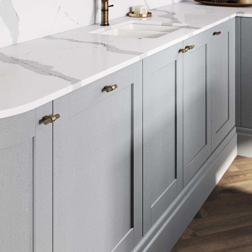 Howdens Knurled Brass Effect Handles 225mm 705mm T-Knob Round Knob