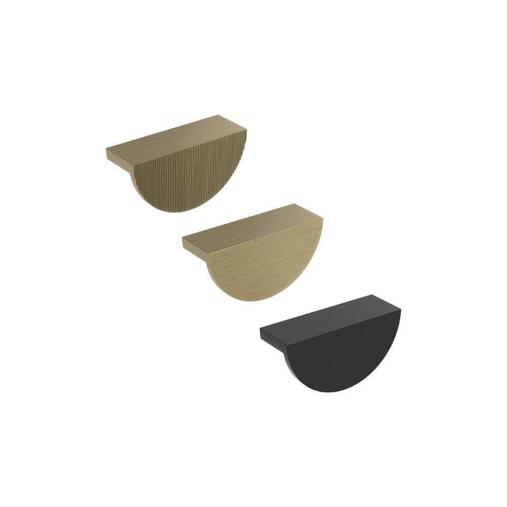 Howdens Lunar Half Moon Cupboard Handle 85mm Black, Brass & Fluted Brass