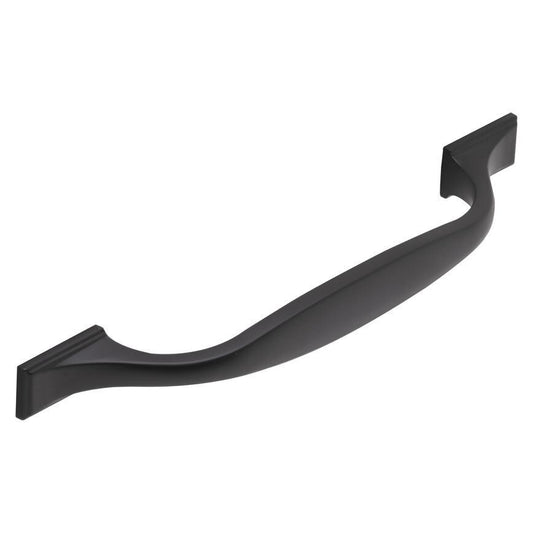 Howdens Earl Matt Black Classic D Cupboard Handle 172mm, Cup & Knob