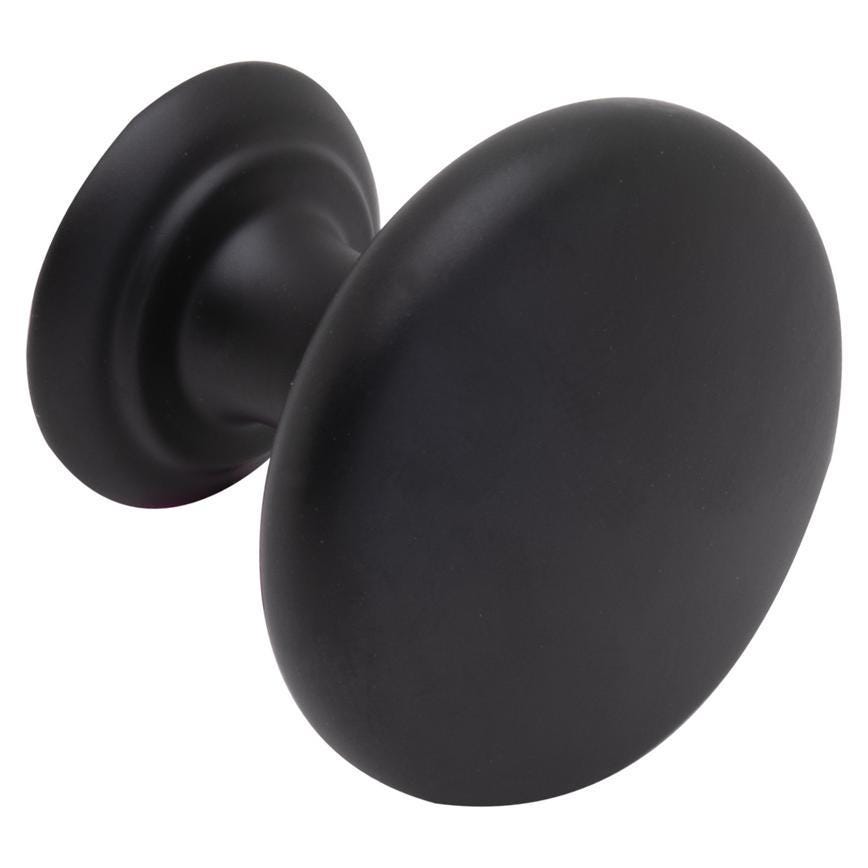 Howdens Earl Matt Black Classic D Cupboard Handle 172mm, Cup & Knob