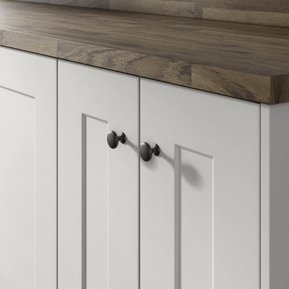 Howdens Earl Matt Black Classic D Cupboard Handle 172mm, Cup & Knob