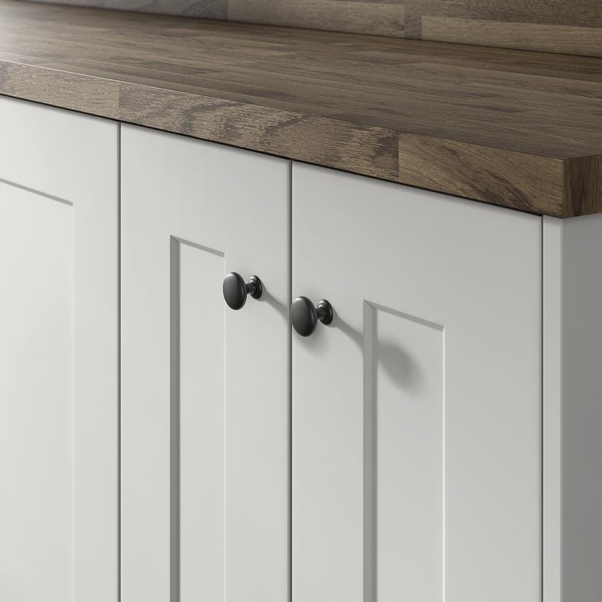 Howdens Earl Matt Black Classic D Cupboard Handle 172mm, Cup & Knob