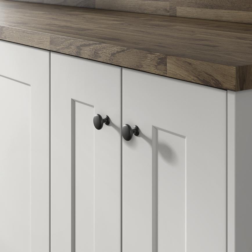 Howdens Earl Matt Black Classic D Cupboard Handle 172mm, Cup & Knob