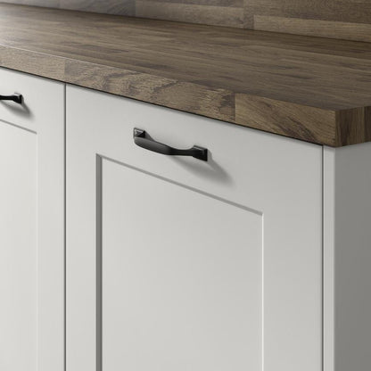 Howdens Earl Matt Black Classic D Cupboard Handle 172mm, Cup & Knob