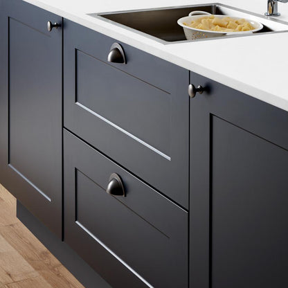 Howdens Earl Blackened Copper Effect Classic D Cupboard Handle 172mm, Cup & Knob