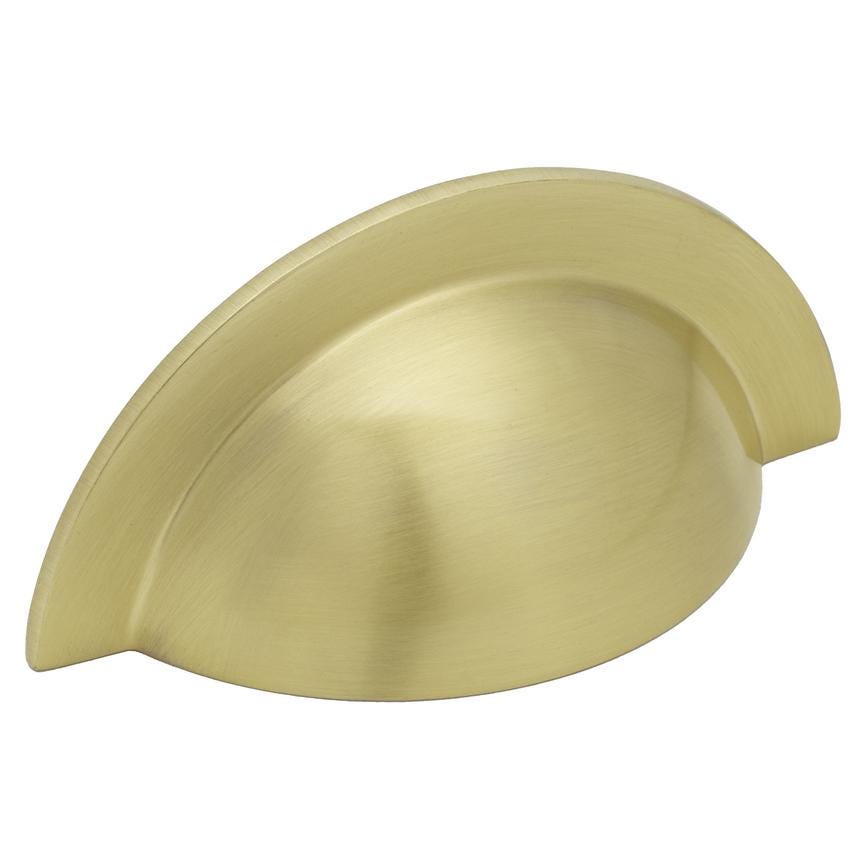 Howdens Earl Brass Effect Classic D Cupboard Handle 172mm, Cup & Knob
