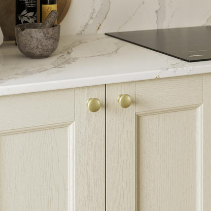 Howdens Earl Brass Effect Classic D Cupboard Handle 172mm, Cup & Knob