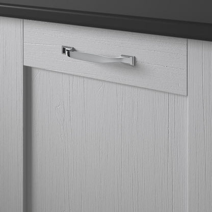 Howdens Earl Chrome Effect Classic D Cupboard Handle 172mm, Cup & Knob