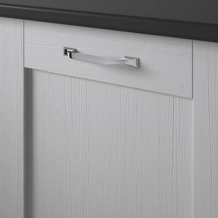 Howdens Earl Chrome Effect Classic D Cupboard Handle 172mm, Cup & Knob