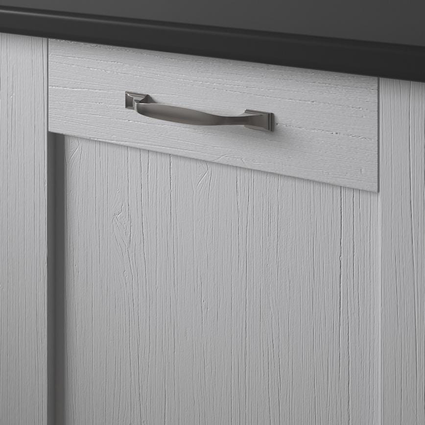 Howdens Earl Nickel Effect Classic D Cupboard Handle 172mm, Cup & Knob