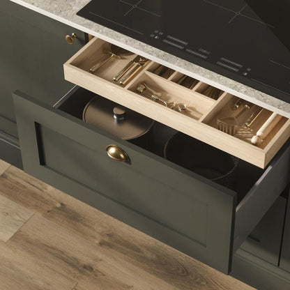 Howdens Highborn Aged Brass Effect Classic Round Cupboard Door Knob, Cup & Latch