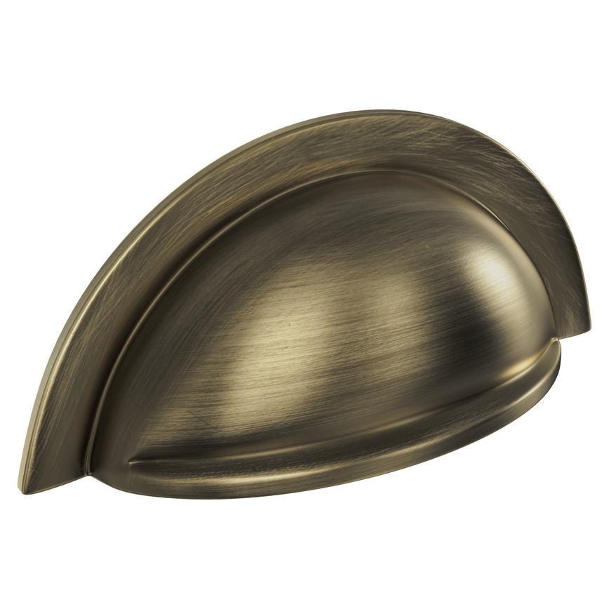 Howdens Highborn Aged Brass Effect Classic Round Cupboard Door Knob, Cup & Latch