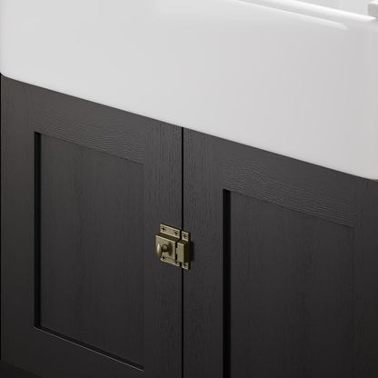 Howdens Highborn Aged Brass Effect Classic Round Cupboard Door Knob, Cup & Latch