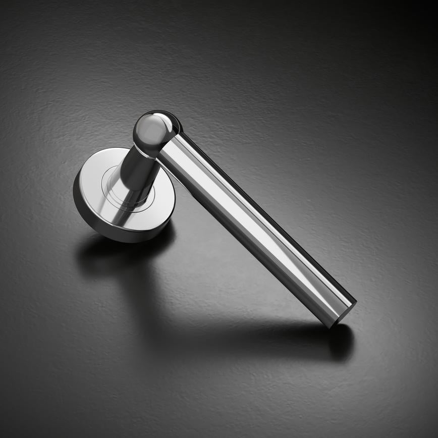 Fuller and Forge Como Polished Chrome Lever on Rose Door Handle Pair Howdens