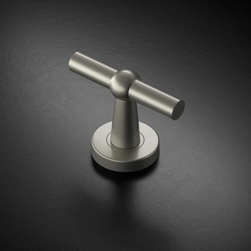 Fuller and Forge Como Satin Nickel 85mm T Mortice Knob on Rose Pair Howdens