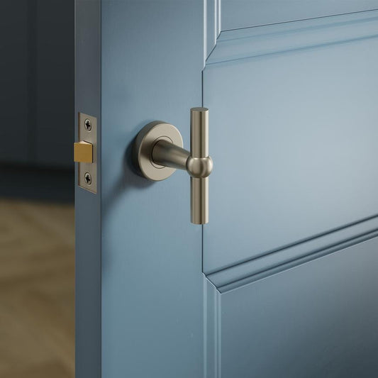 Fuller and Forge Como Satin Bronze 85mm T Mortice Knob on Rose Pair Howdens