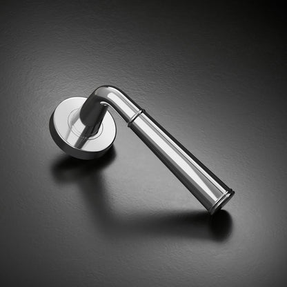 Howdens Fuller and Forge Arno Polished Chrome Lever on Rose Door Handle Pair Howdens