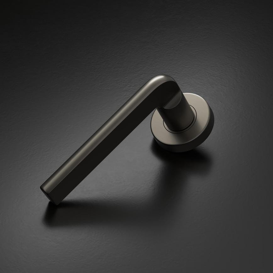 Howdens Fuller and Forge Munch Satin Bronze Lever on Rose Door Handle Pair Howdens