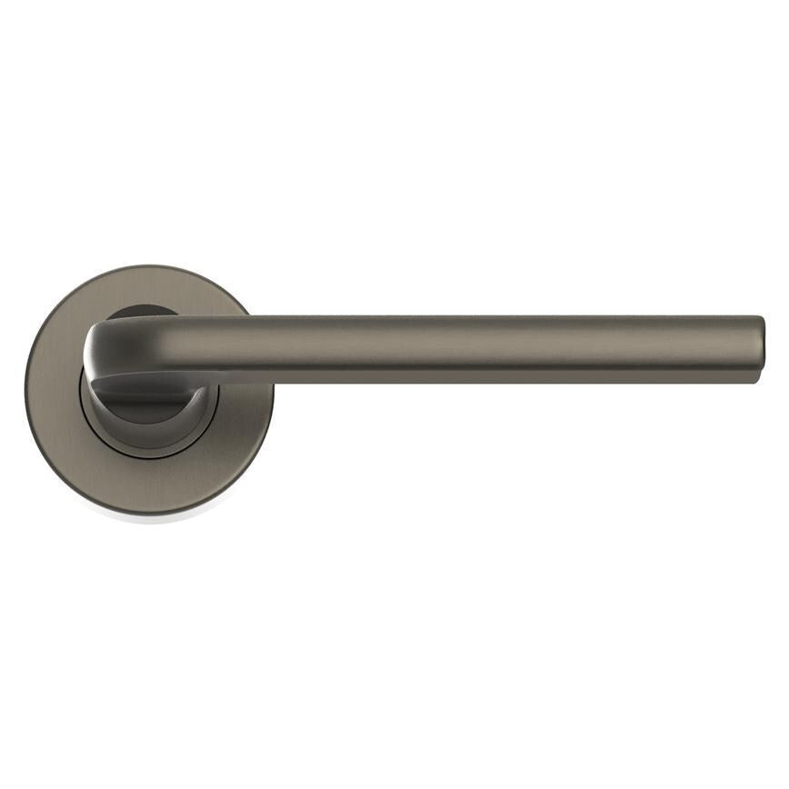 Fuller and Forge Munch Satin Bronze Lever on Rose Door Handle Pair Howdens
