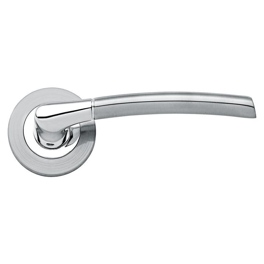 Howdens Newington Dual Tone Chrome Lever on Rose Door Handle Pair