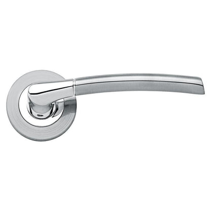Howdens Newington Dual Tone Chrome Lever on Rose Door Handle Pair