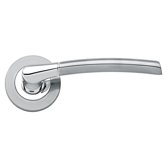 Howdens Newington Dual Tone Chrome Lever on Rose Door Handle Pair