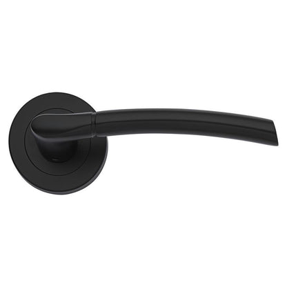 Howdens Newington Matt Black Lever on Rose Door Handle Pair