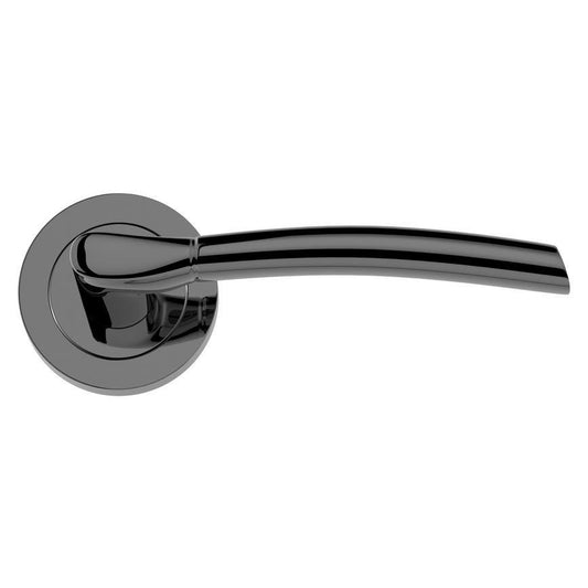 Howdens Newington Black Polished Nickel Lever on Rose Door Handle Pair