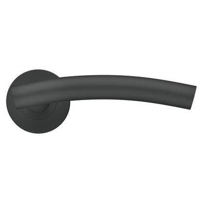 Howdens Turin Matt Black Fire Rated Lever on Rose Door Handle Pair