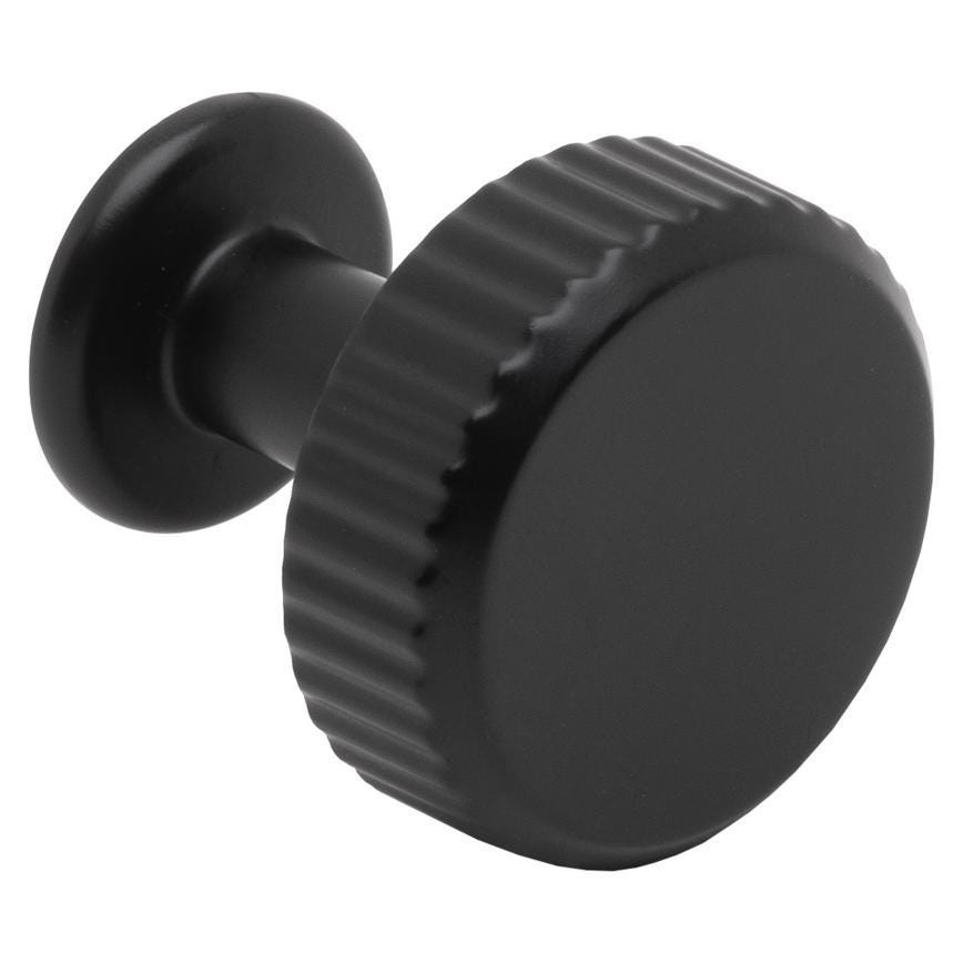 Howdens Fluted Handle & Knob 177.5mm 690mm Round Knob T- Knob Polished Matt Black Classic