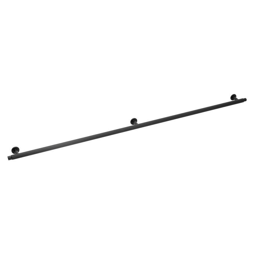 Howdens Fluted Handle & Knob 177.5mm 690mm Round Knob T- Knob Polished Matt Black Classic