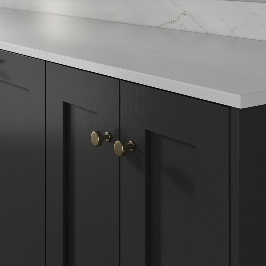 Howdens Fluted Handle & Knob 177.5mm 690mm Round Knob T- Knob Aged Brass Classic