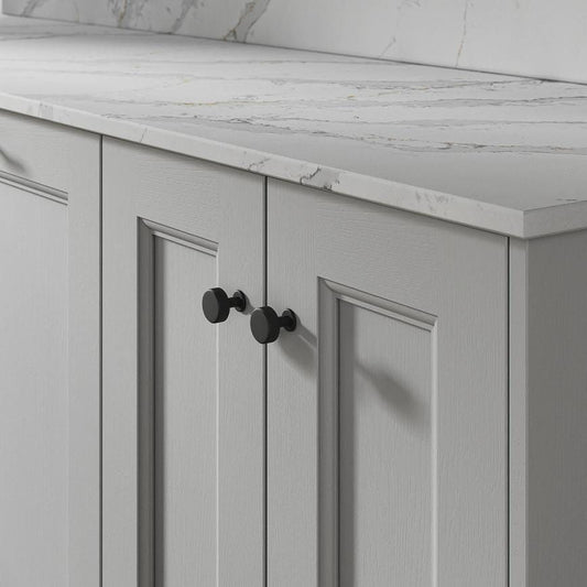 Howdens Fluted Handle & Knob 177.5mm 690mm Round Knob T- Knob Polished Matt Black Classic