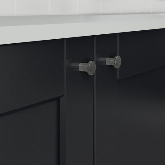 Howdens Metric Handle 233mm 330mm Cup and Round Knob Brushed Nickel Effect