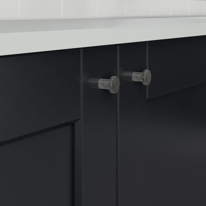 Howdens Metric Handle 233mm 330mm Cup and Round Knob Brushed Nickel Effect