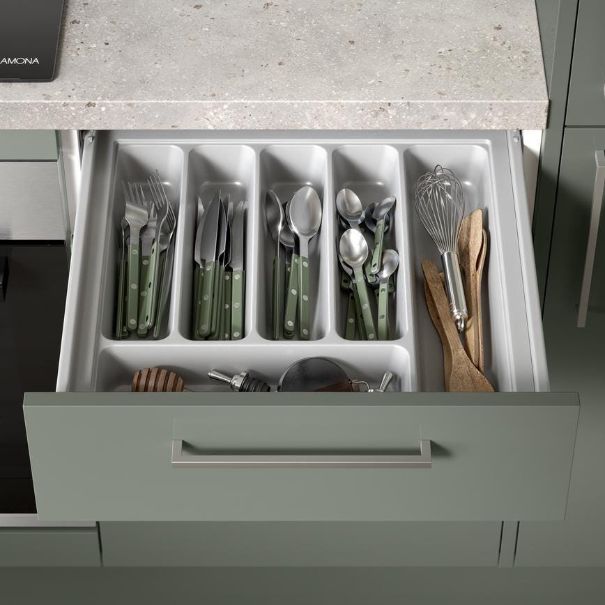 Howdens Metric Handle 233mm 330mm Cup and Round Knob Brushed Nickel Effect