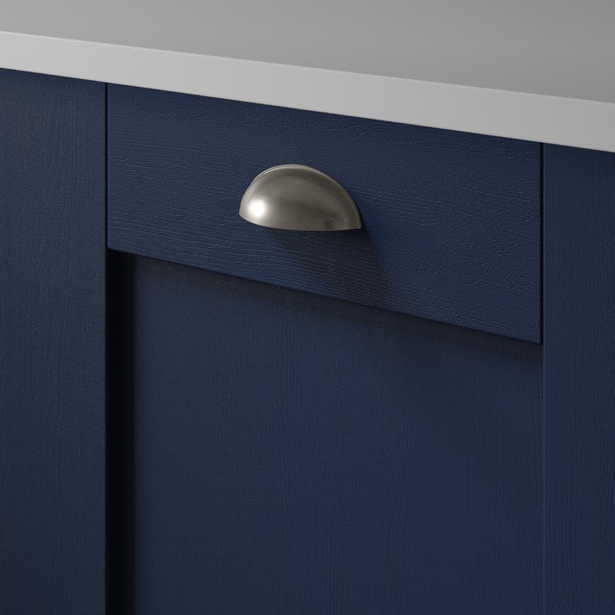 Howdens Metric Handle 233mm 330mm Cup and Round Knob Brushed Nickel Effect