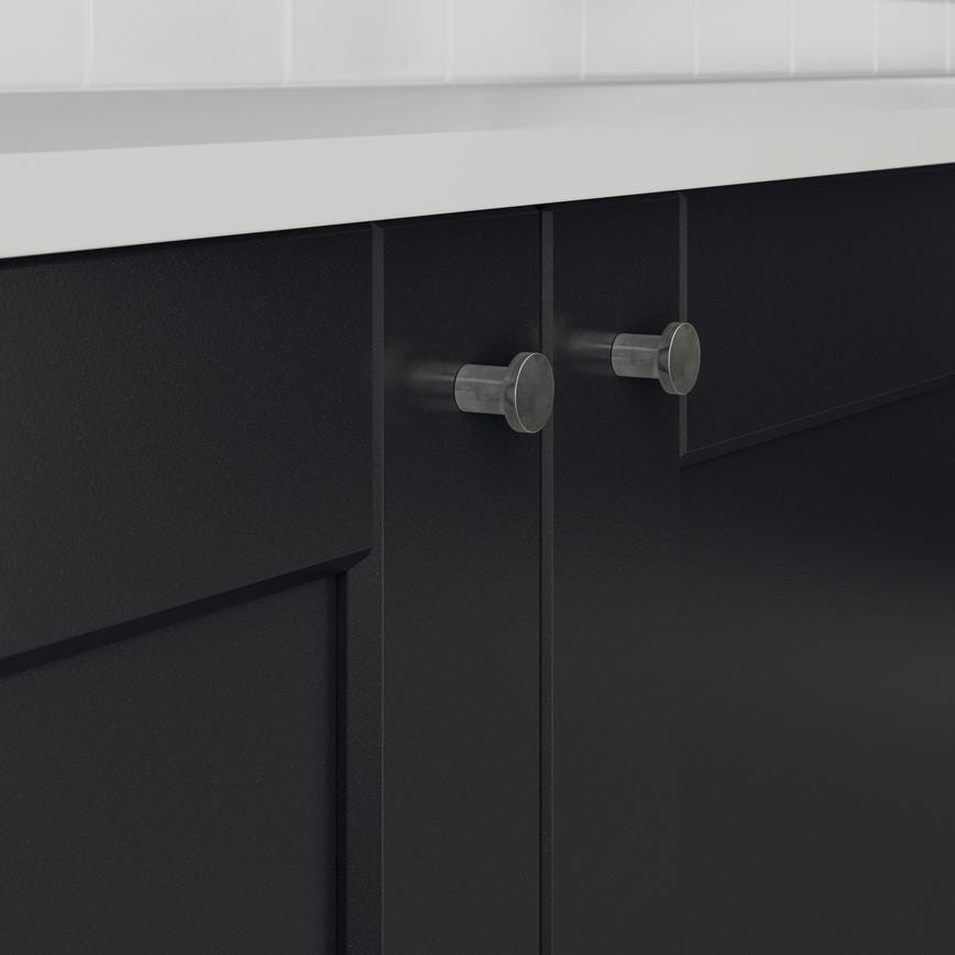 Howdens Metric Handle 233mm 330mm Cup and Round Knob Brushed Nickel Effect