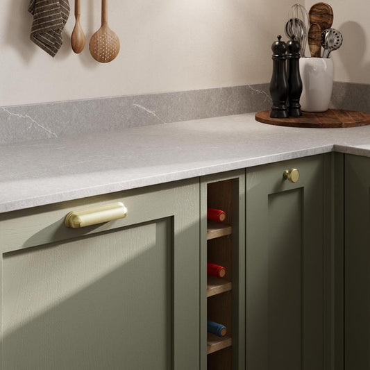 Howdens Contessa Cup Handle & Knob Brass Effect Traditional Classic