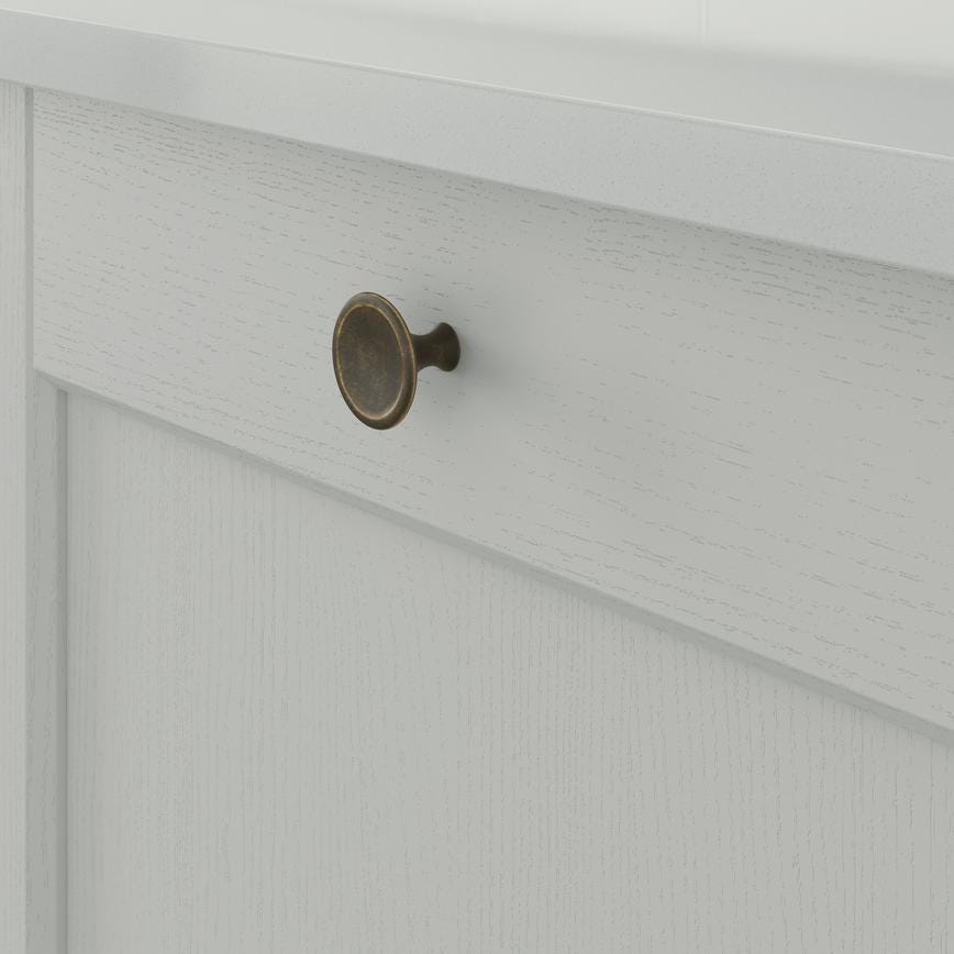 Howdens Belfry Handle 164mm & Round Knob Antique Brass Effect