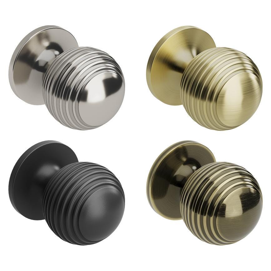 Howdens Beehive Matt Black Fluted Round Cupboard Door Knob 32mm