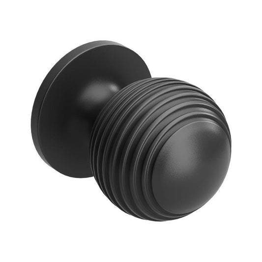 Howdens Beehive Matt Black Fluted Round Cupboard Door Knob 32mm
