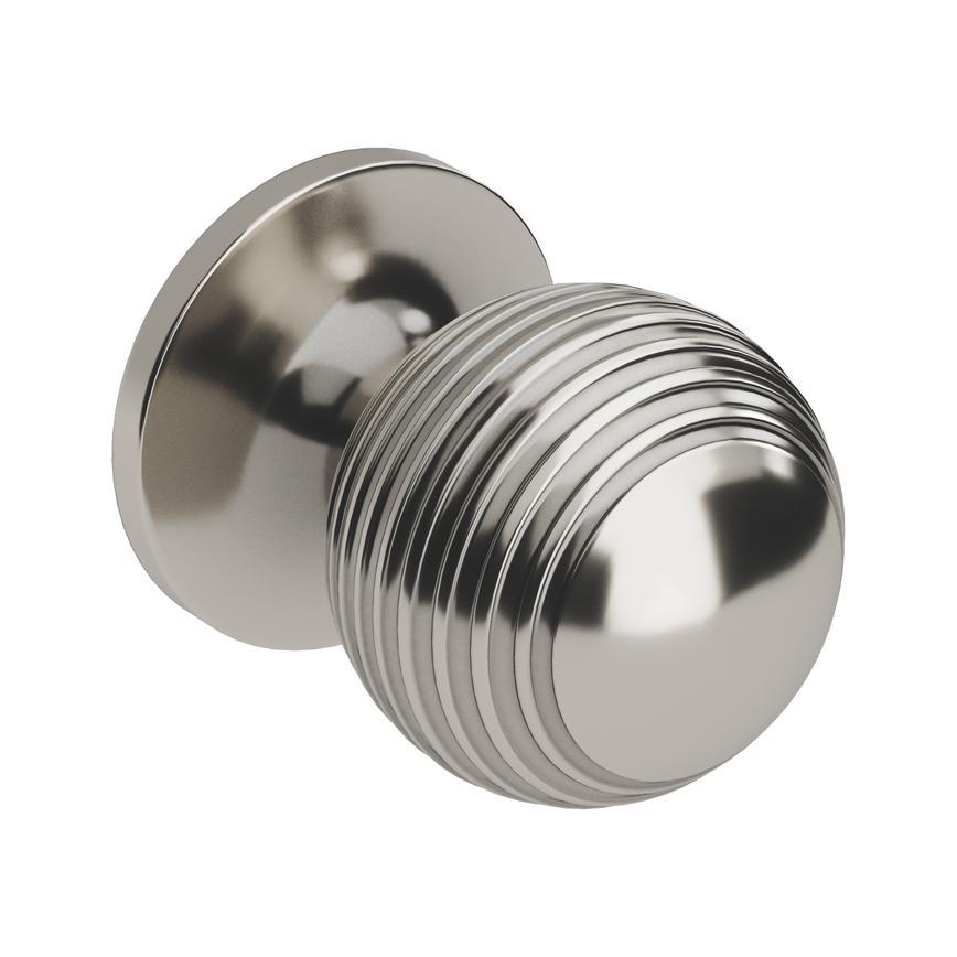 Howdens Beehive Polished Nickel Effect Fluted Round Cupboard Door Knob 32mm