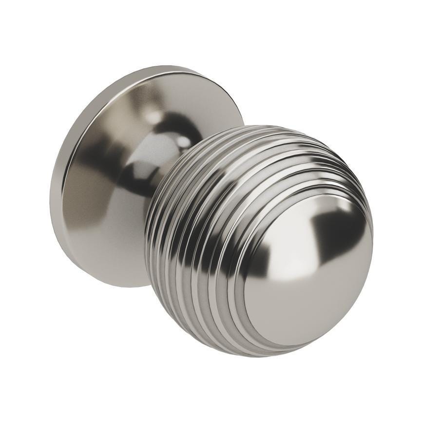 Howdens Beehive Polished Nickel Effect Fluted Round Cupboard Door Knob 32mm