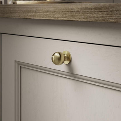 Howdens Beehive Smooth Satin Brass Effect Round Cupboard Door Knob 32mm