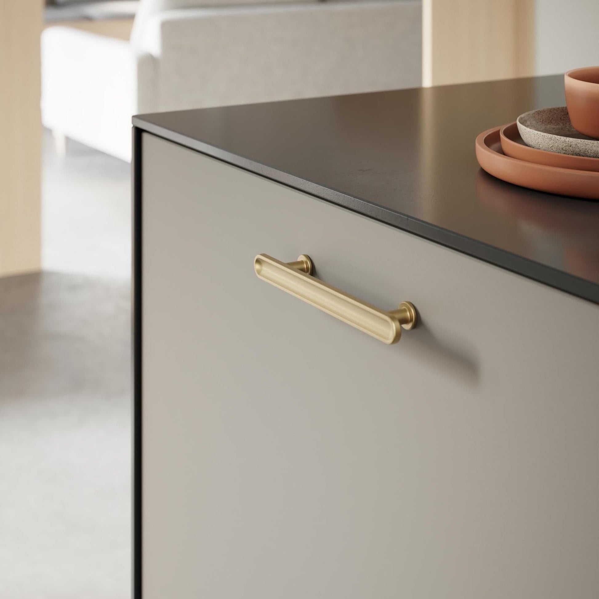 Furnipart Chateau Handle 128mm, Round Knob & T-Knob Dark Brushed Gold