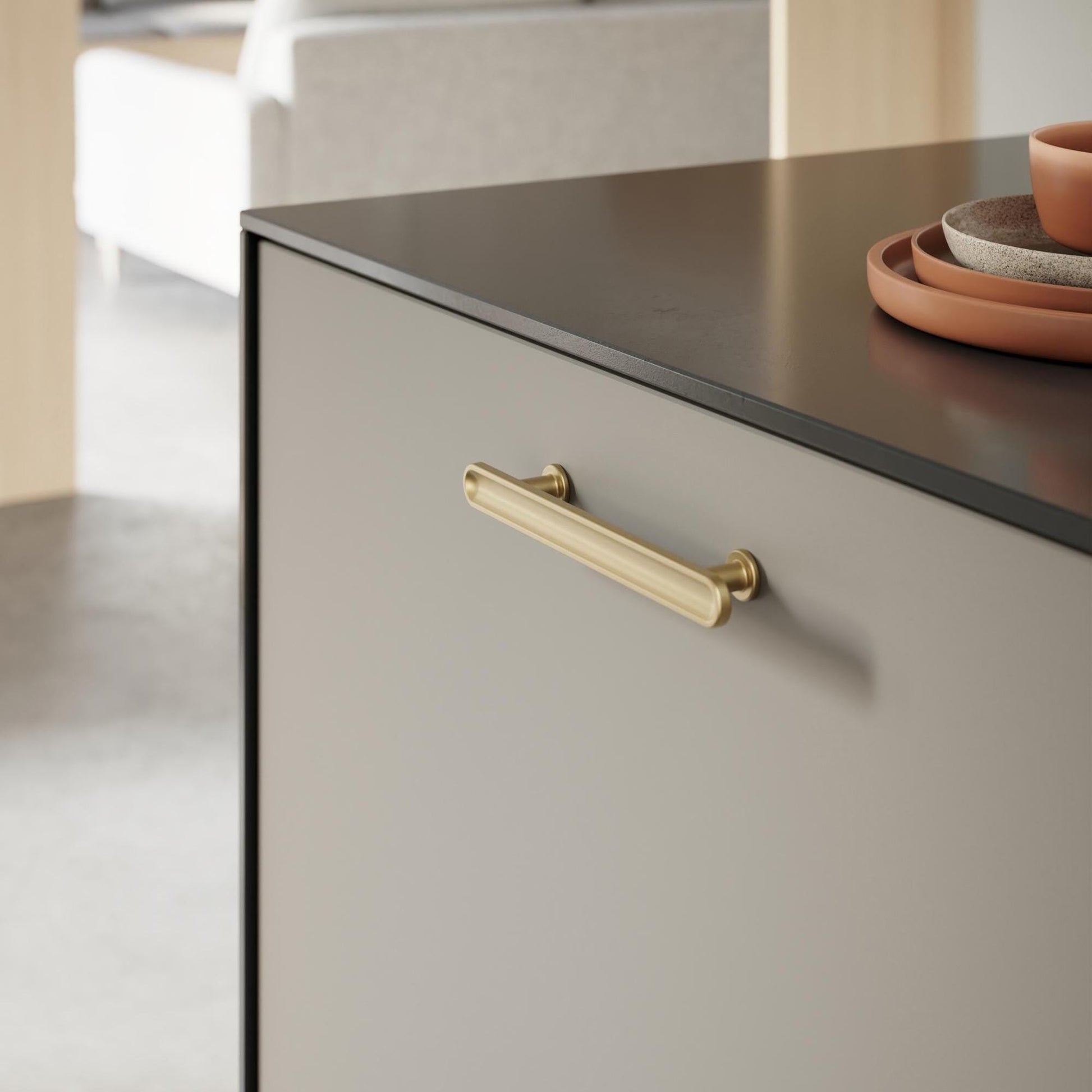 Furnipart Chateau Handle 128mm, Round Knob & T-Knob Dark Brushed Gold