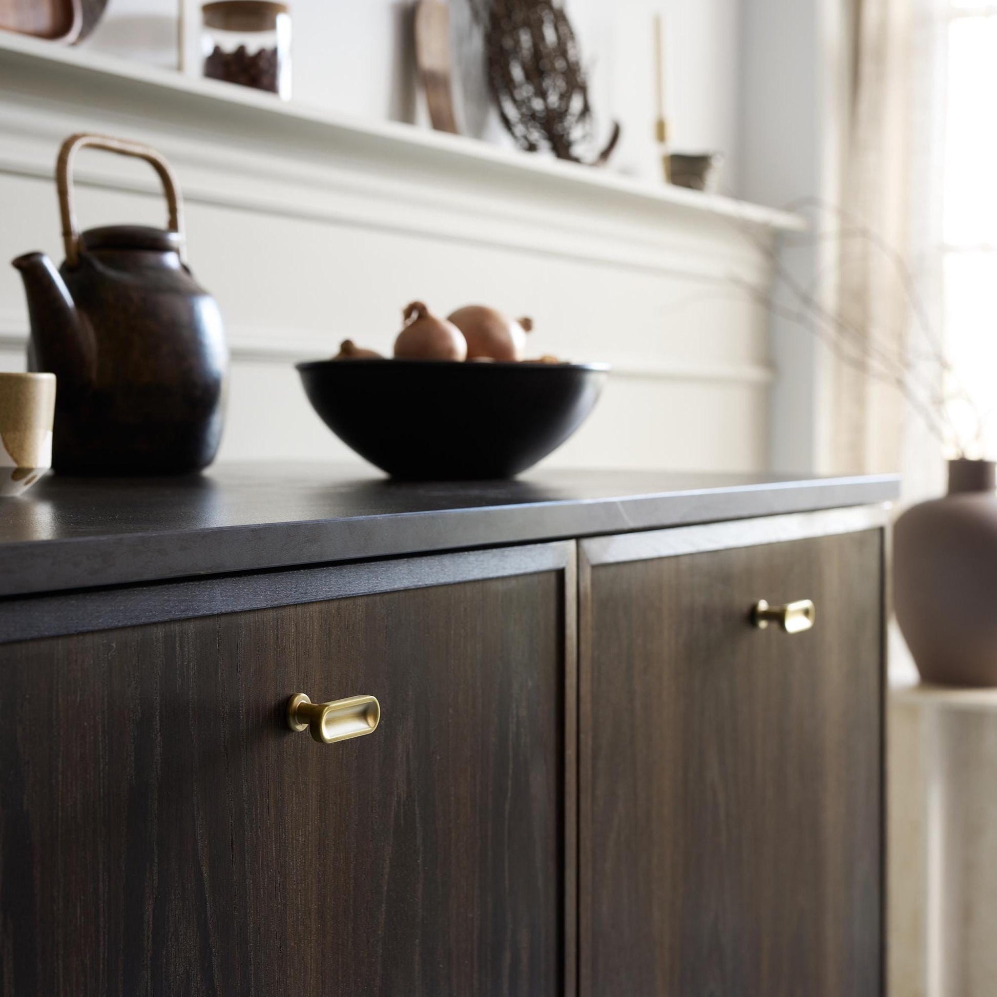 Furnipart Chateau Handle 128mm, Round Knob & T-Knob Dark Brushed Gold