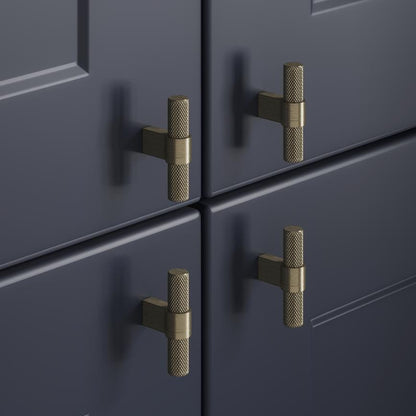 Howdens Knurled Brass Effect Handles 225mm 705mm T-Knob Round Knob