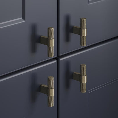 Howdens Knurled Brass Effect Handles 225mm 705mm T-Knob Round Knob